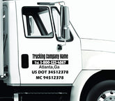 Custom Box Semi Truck Door Vinyl Decals - Company Name & DOT Lettering Stickers for Large Fleet Trucks Van Wagon (Set of 2) Reflective Material Work Vehicle - Brands Distributor
